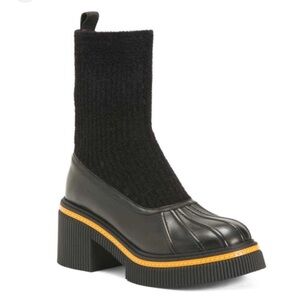 Aerosoles Ryan Waterproof Leather Duck Black Wool Sock Boots 9.5